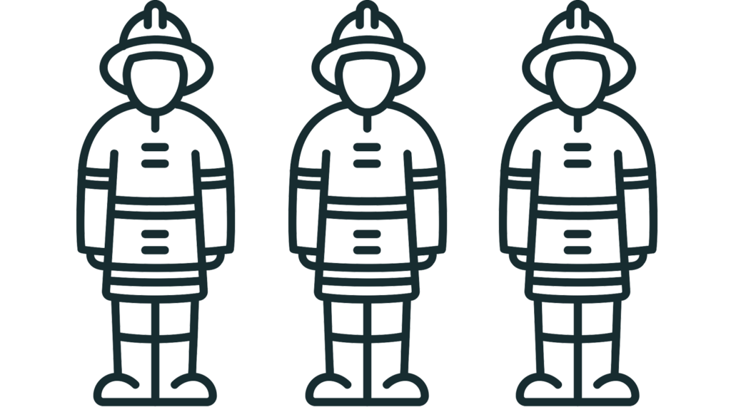 Illustration af tre brandmænd